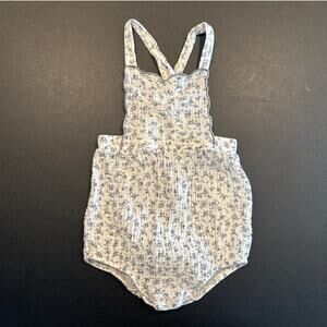 Analogie by Lil Legs Baby Girl Muslin Floral Bubble Romper, Blue/Cream Size 2T